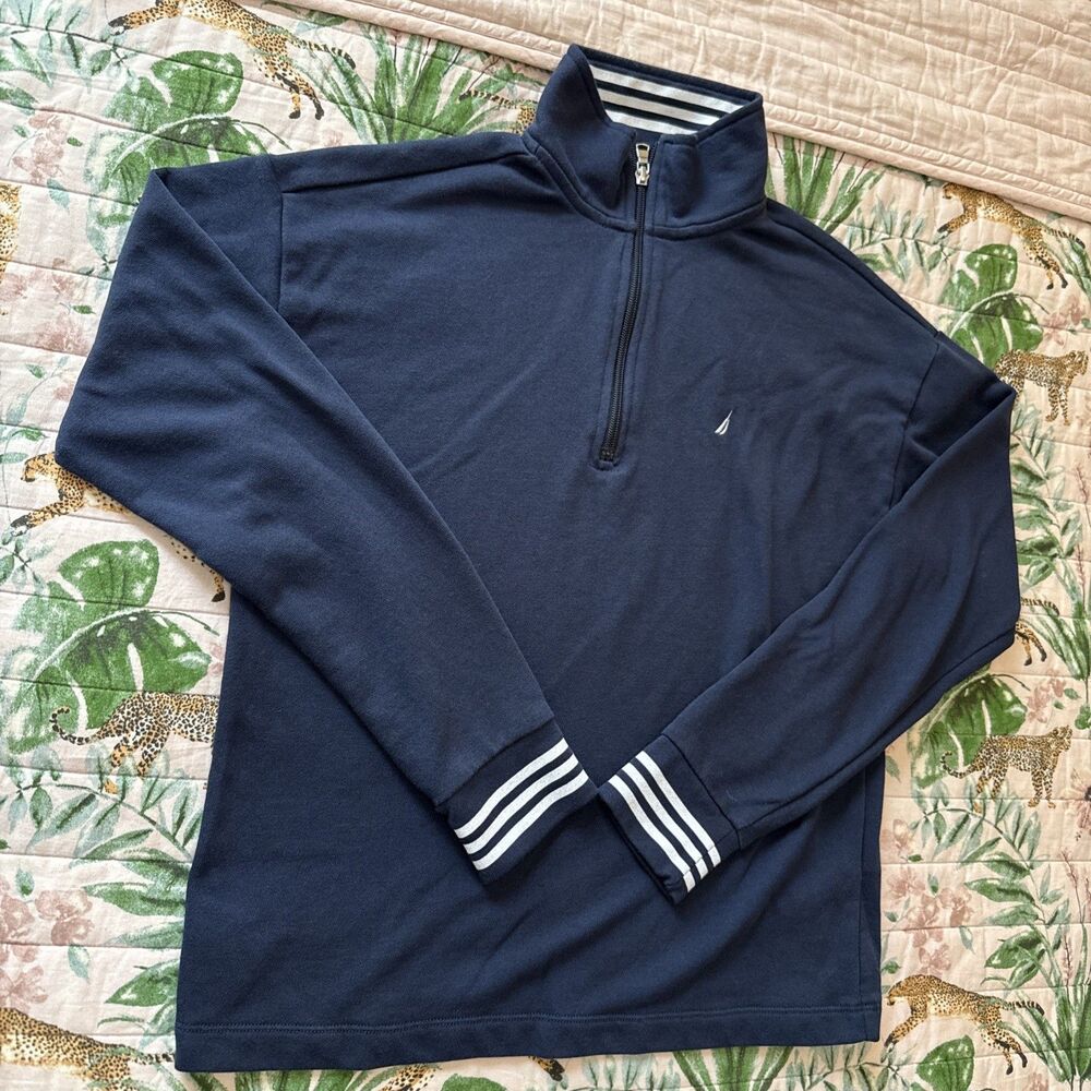 Nautica Women’s Pullover Zipper Navy Blue Size Small Long Sleeve